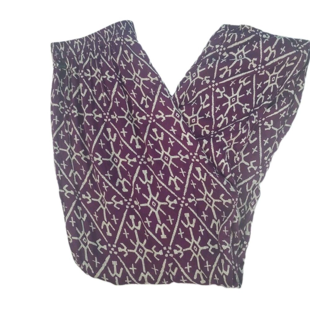 Roxy Women's Size S Purple Geometric Print Lightweight Jogger Pants Drawstring